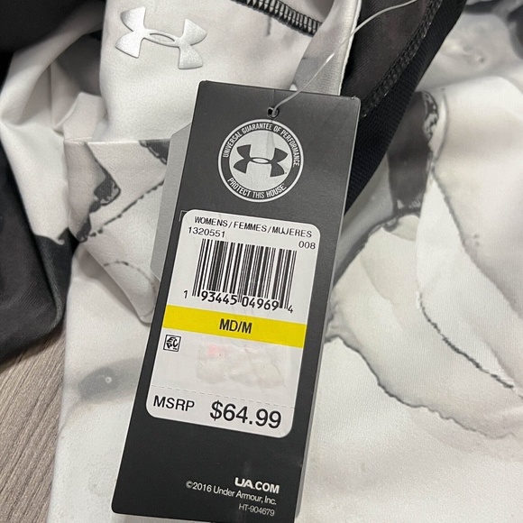 Under Armour Women's HeatGear Training Crop Tight 1320551-008 Black White Size M - Picture 8 of 11